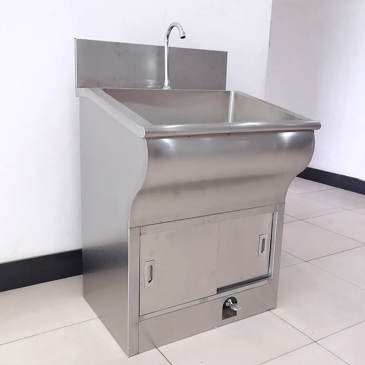 304 Stainless Steel Veterinary Sink Washbasin Pedal Water Design Eco-Friendly Luxury to Prevent Cross