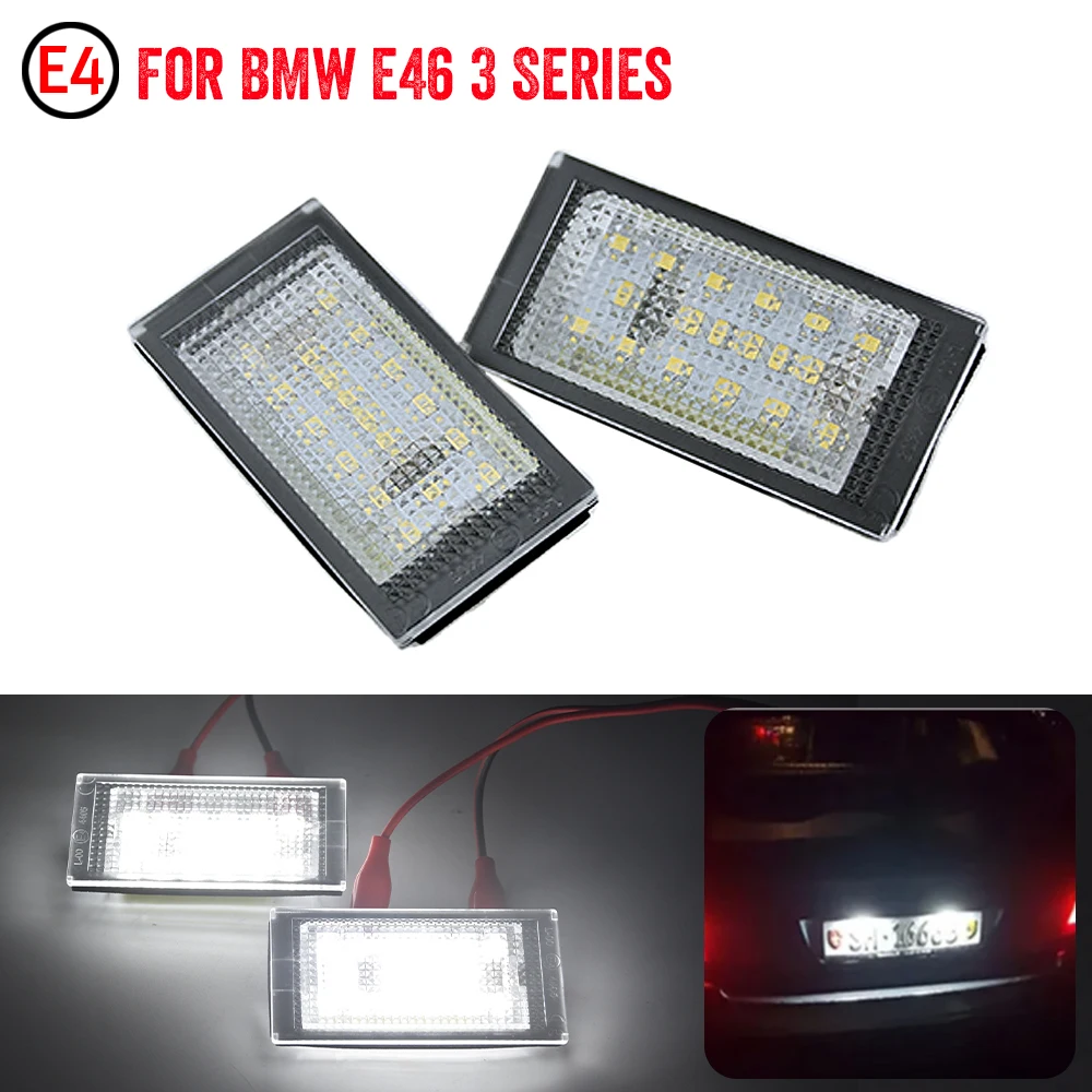 

2Pcs No Error LED Number License Plate Lamp For BMW 3 Series E46 323i 328i White 12V Canbus License Plate Light