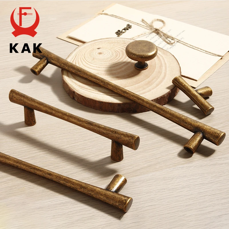 KAK Vintage Furniture Handles Antique Bronze Cabinet Knobs and Handles Zinc Alloy Handles for Wardrobe Drawer Bookcase Dresser