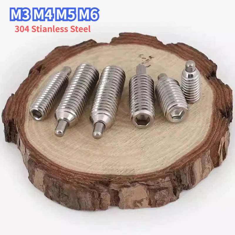 Spring Plunger Screw M3 M4 M5 M6 304 Stainless Steel Socket Long Stroke Plunger Plastic Head Retractable Spring Positioning