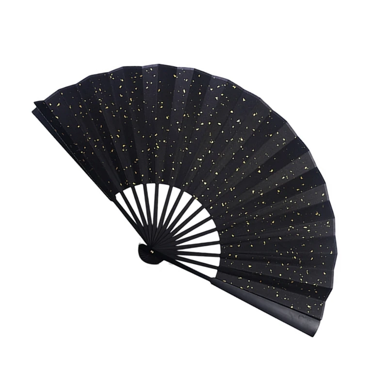 Abanico de mano plegable con purpurina para mujeres y hombres, ventilador de mano Vintage chino, Kung Fu, rendimiento, Verano