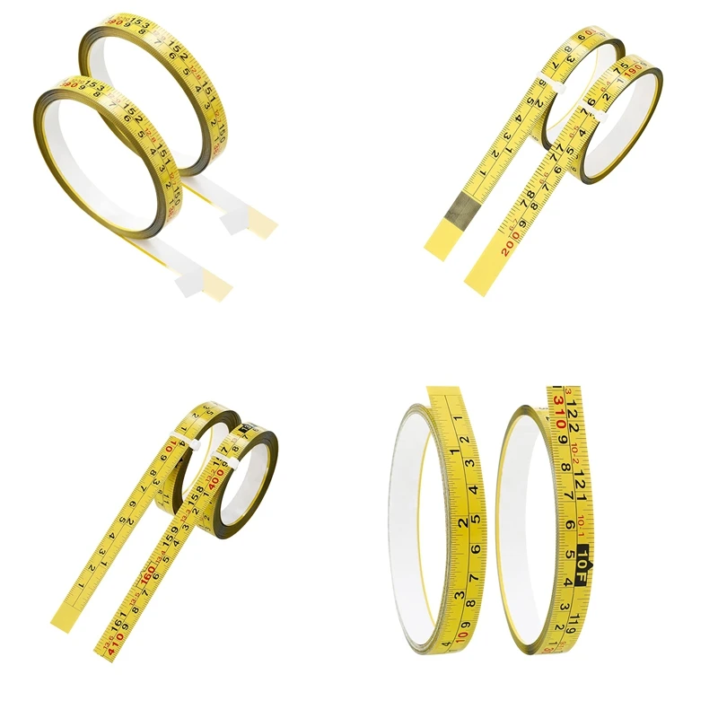 A96Q-2 Packs Steel Self-Adhesive Measuring Tape, Right To Left Reading Imperial And Metric Ruler Tape