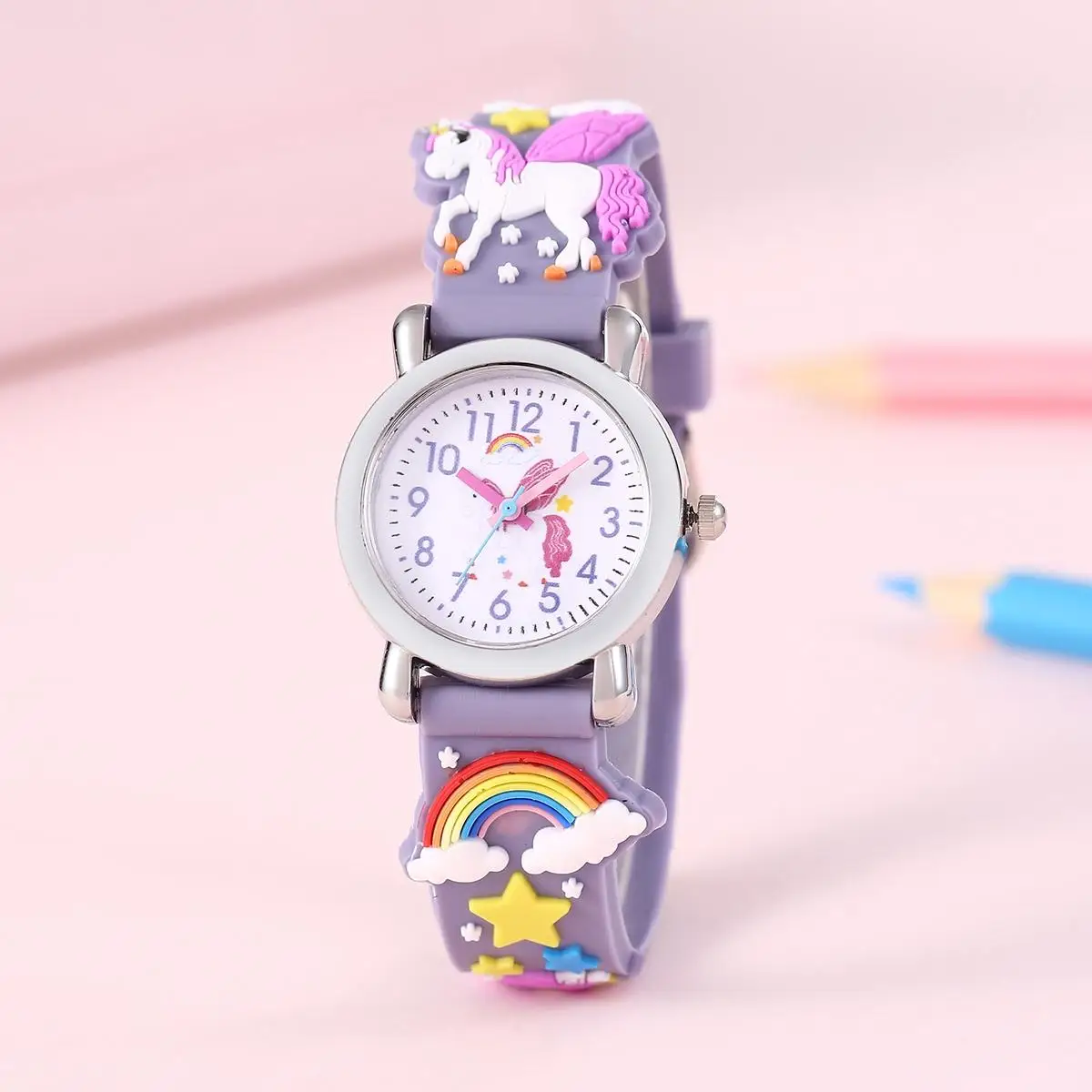 Rainbow Winged Unicorn Pegasus Children\'s Cartoon Watch