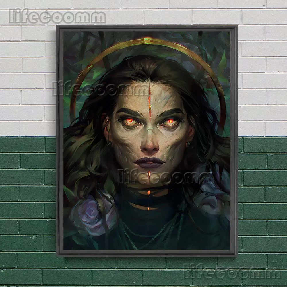 Plakat Artystyczny Element Demon i Wiedźma \"Przynosz mi do piekła\", Wampirzycza Modlitwa i Złe Duchy, Obraz na Płótnie, Dekoracja Ścienna