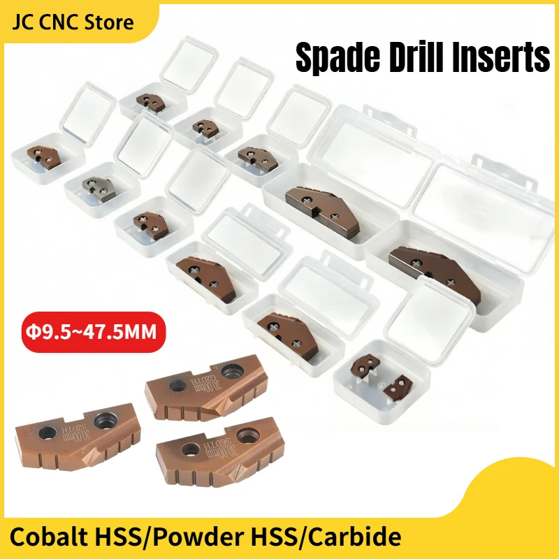 1PC TIALN Coated Spade Drill Insert, Cobalt HSS / Powder HSS, Φ9.5-47.5mm, for Crown Drill / Deep Hole Drilling