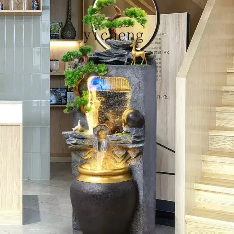 L14-alpine flowing water makes money ornament rockery fountain circulating water landscape floor-to-ceiling fish tank