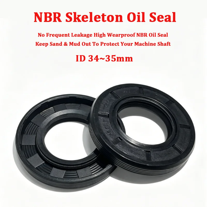 Heat Resistant Oil Seal NBR Framework ID 34~35mm OD 40~90mm For Auto Motorcycle Agricultural Machinery Summer Maintenance Parts