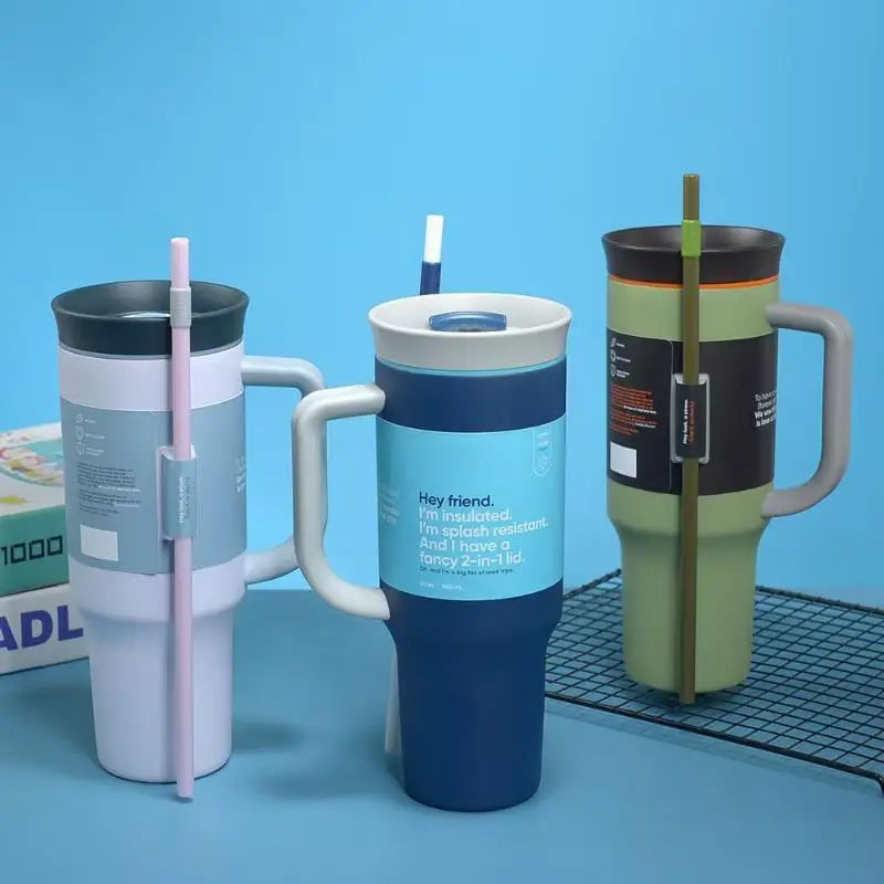 

NEW Double-layer Vacuum Insulated Cup 40oz Car Cup Outdoor Sports and Fitness Drink Cup Car Hot and Cold Straw Water Cup