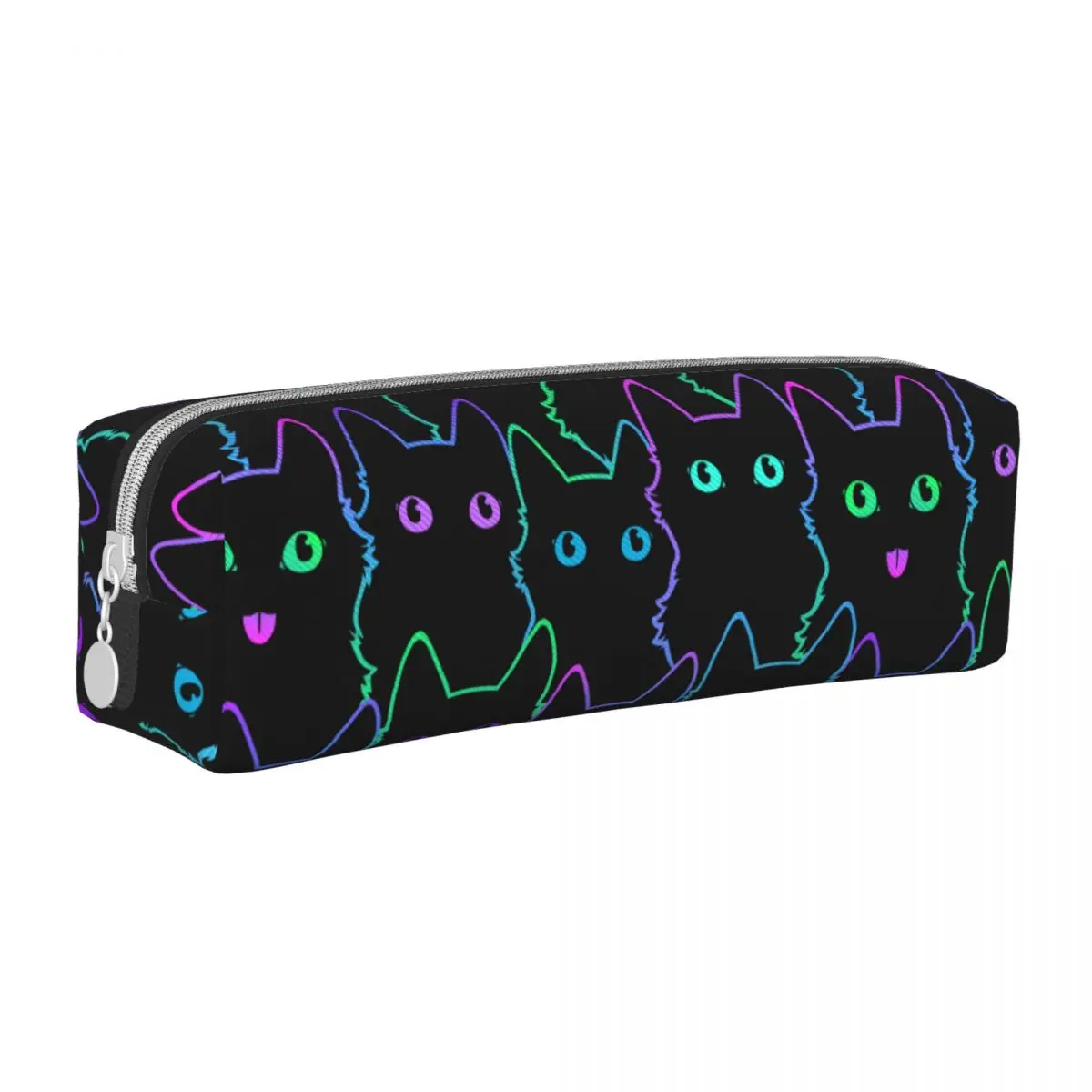 Cat Silhouettes Pencil Case Cartoon Cats Pencil Pouch Pen Holder Kids Large Storage Bags Students School Cosmetic Stationery