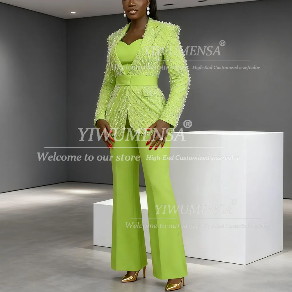 الرائعة الماس مطرز الدعاوى النساء 2 قطعة مجموعات واحدة الصدر حفلة موسيقية الحلل لحفل زفاف الاستقبال البدلات الرسمية حسب الطلب