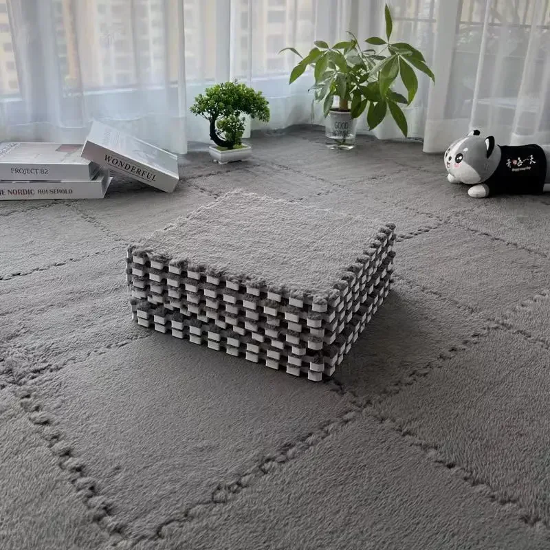 10 Stuks 30*30 Cm Creatieve Pluche Puzzel Schuim Vloermat Puzzel Tapijt Warme Speelmat Grijpende Oefening Tegels pluizige Karpetten - afbeelding 1