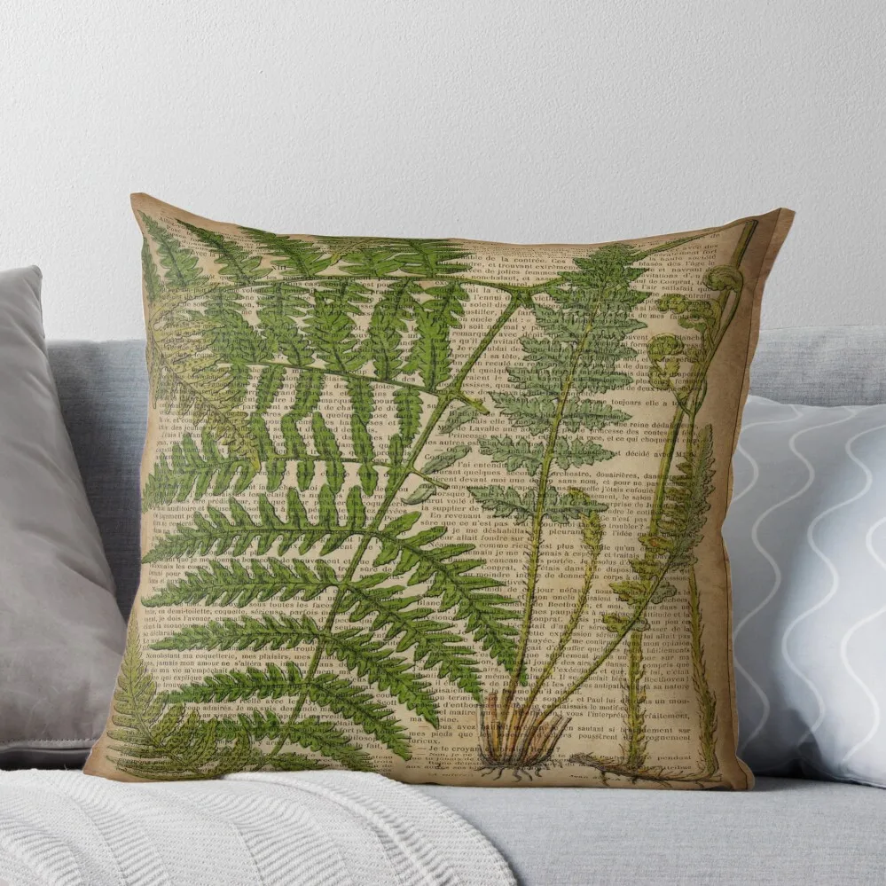 

vintage foliage hipster botanical print fern leaves Throw Pillow luxury decor Pillows Aesthetic