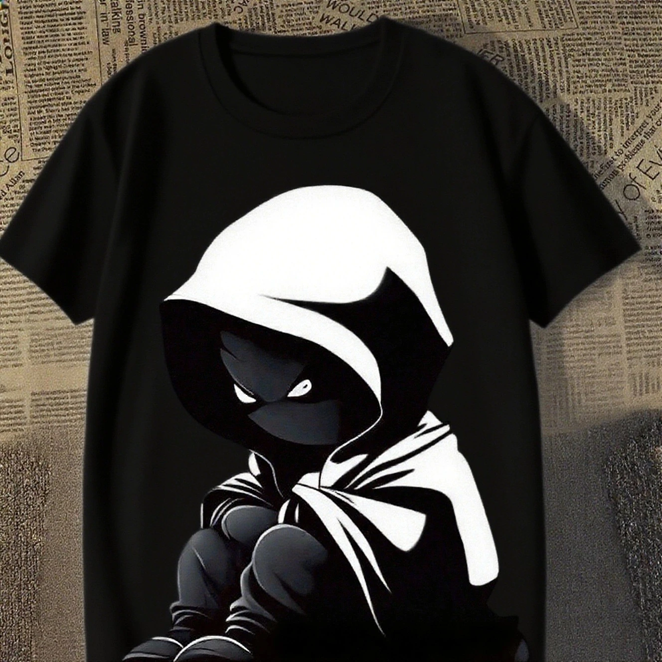 

2025 летняя повседневная модная хлопковая крутая дышащая футболка с короткими рукавами и принтом в американском стиле дьявола с круглым вырезом