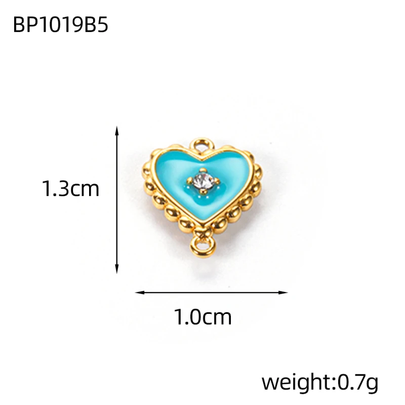 لطيف ملون مزدوج الجانب النفط بالتنقيط الزركون قلادة الفولاذ المقاوم للصدأ القلب الذهب اللون ثقب مزدوج استرخى Findings بها بنفسك النتائج مجوهرات