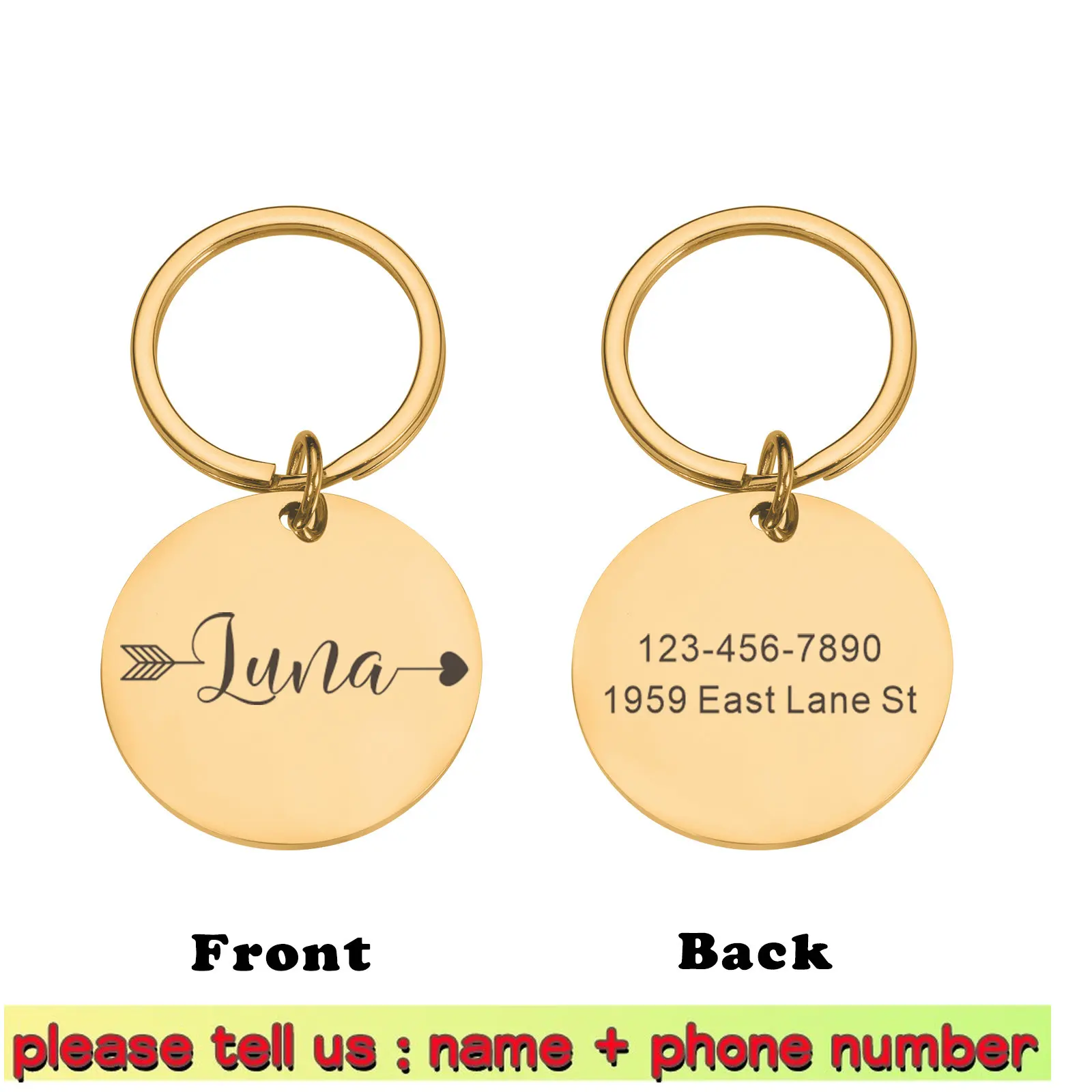 2023 New Personalized Dog ID Tag Anti-lost Mirror Name Tags Plates Free Engraving Dogs Cats Kitten   Nameplate Pendant for Pets