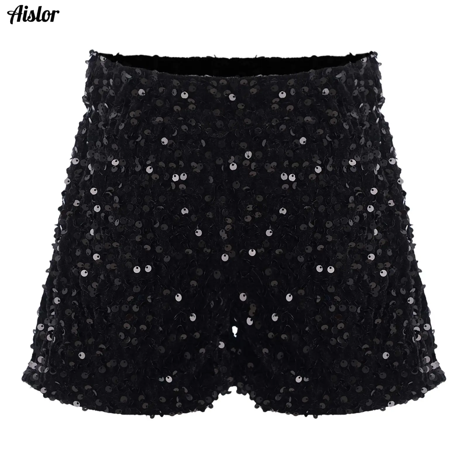 

Kids Girls Sequins Velvet Shorts Jazz Modern Dance Performance Costume Sparkling Elastic Waistband Bottoms Competition Wear