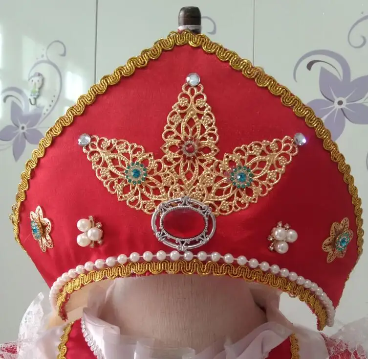 Russian Folk Dance Hat Women Stage Performance Cap Headwear Ethnic Sequin Classical