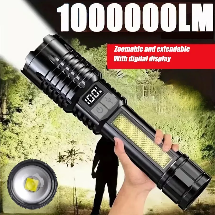 Tactical LED Flashlight High Power USB Rechargeable Ultra Bright Zoomable Torch for Camping Fishing Defense Portable Lantern
