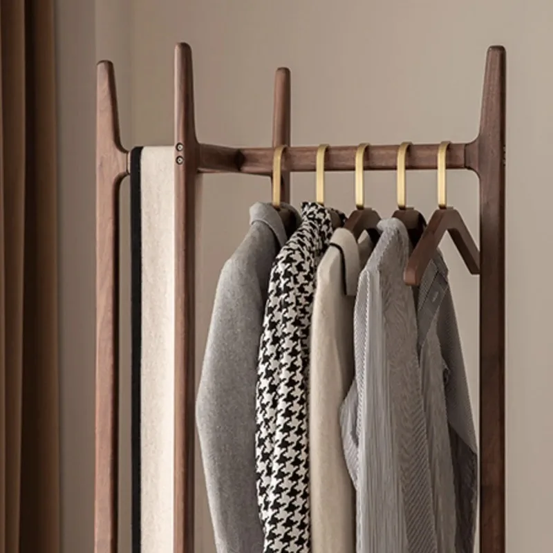 Solid wood coat rack, walnut floor hanger, corner bedroom small apartment clothes rack