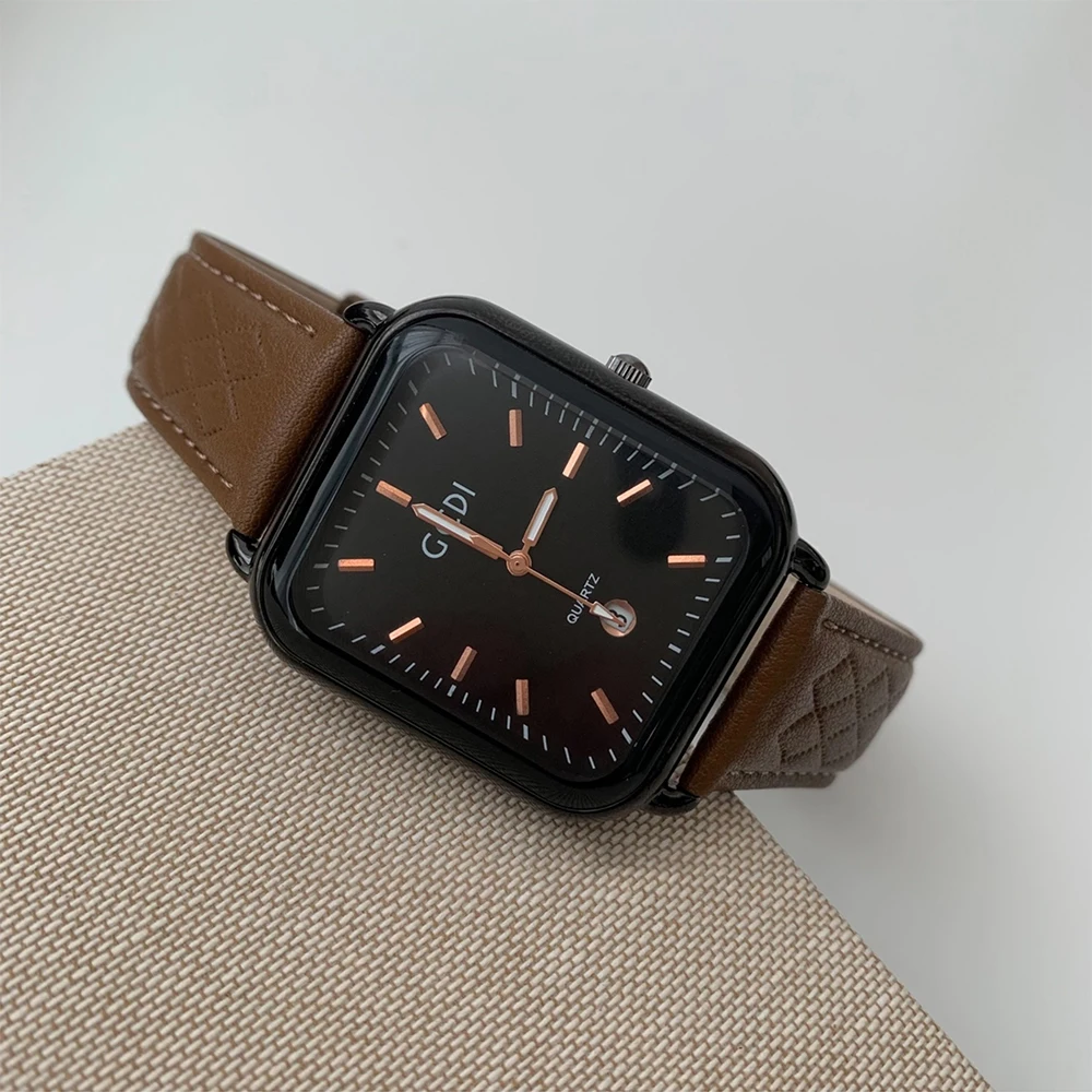 Fashion Temperament Vintage Square belt Quartz Watch For women's girl Student gift  Women's accessories