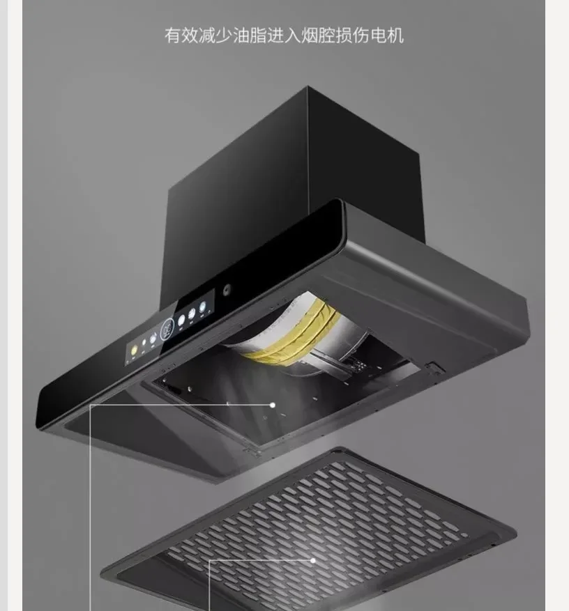 220V Haotaitai Range Hood Kitchen Extractor Powerful Silent Large Suction Auto Cleaning CBL