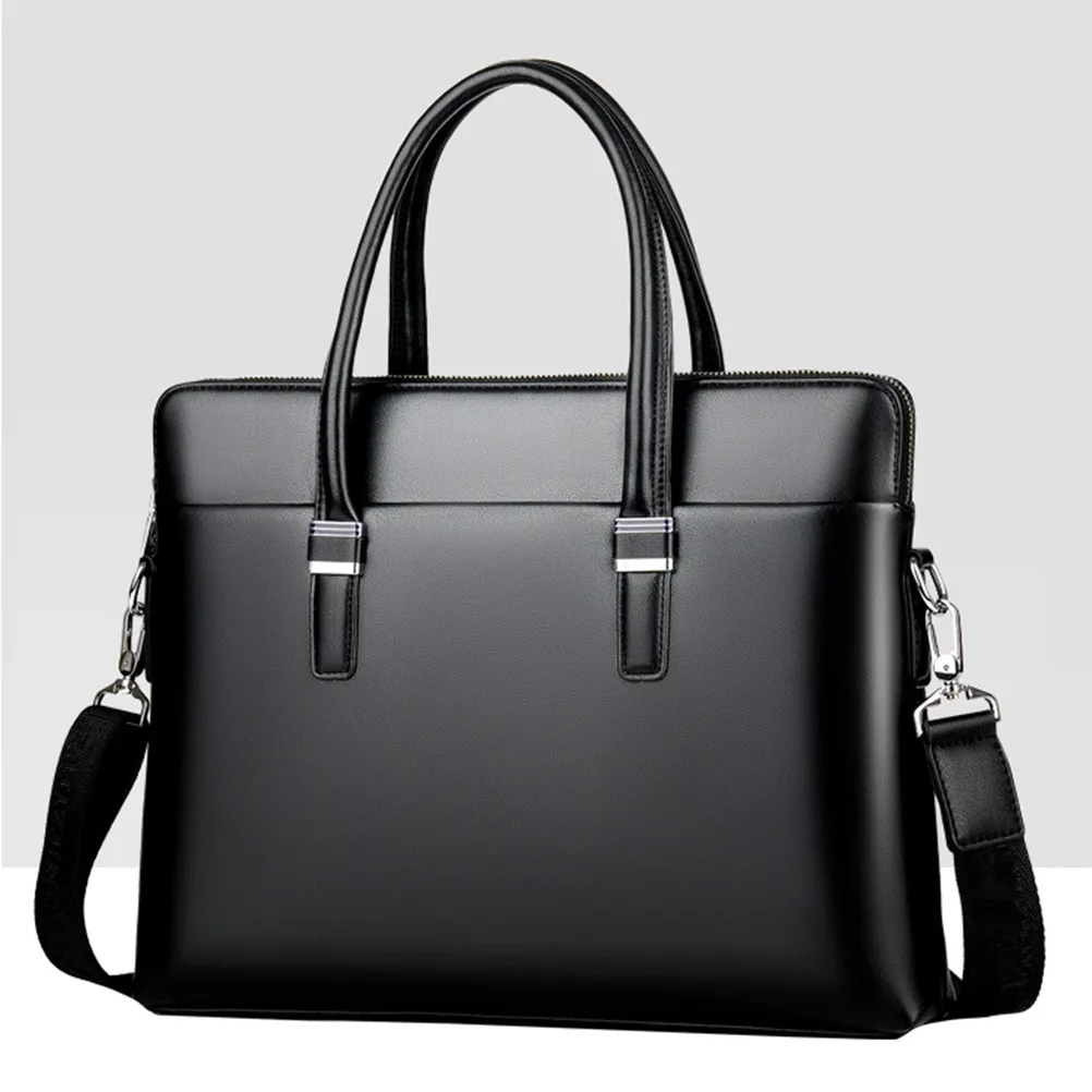 

Мужская деловая сумка-портфель через плечо из кожи, водонепроницаемая, легкая, для ноутбука, черная, повседневная, 1 шт.