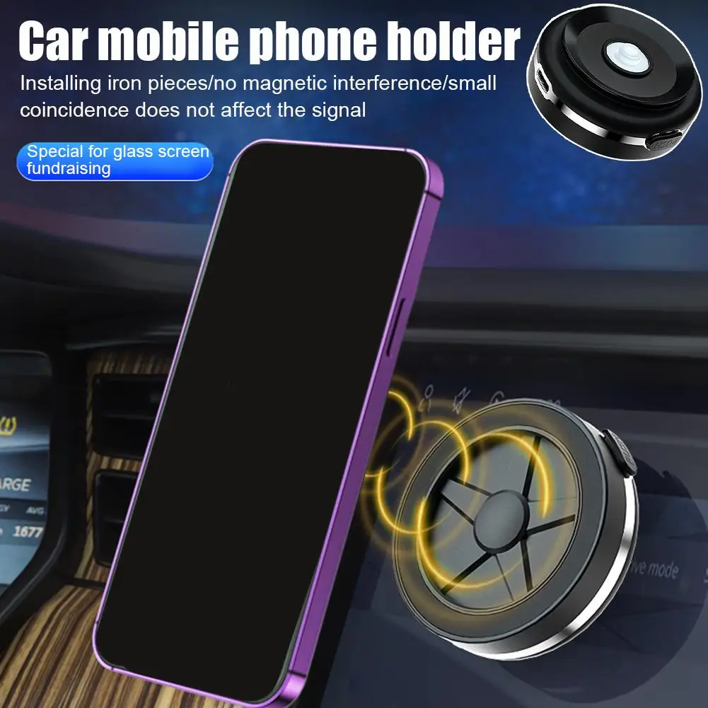 Auto Double Sided Magnetic Phone Holder Universal Vacuum Adsorption Cellphone  Car Mobile Stand Base Unlimited Angle Adjustment