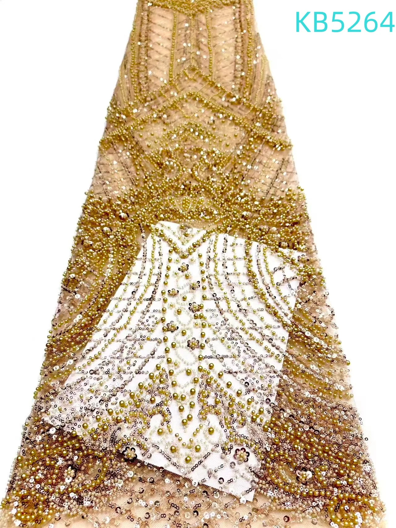 

White Bridal Lace Fabric African Lace Fabric 5 Yards High Quality 2025 Green Tulle Lace Fabric Sequins Beaded For Sewing KB5264