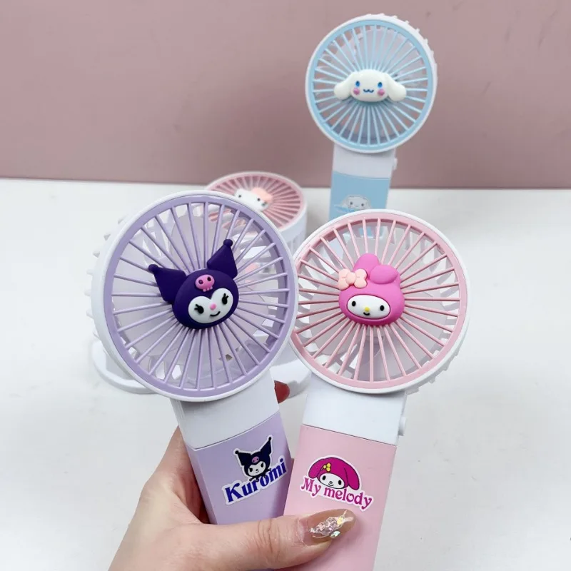 MINISO Kawaii Hello Kitty Kuromi moja melodia bateria wersja podręczny Mini wiatrak Anime lalki z kreskówek obraz letni artefakt