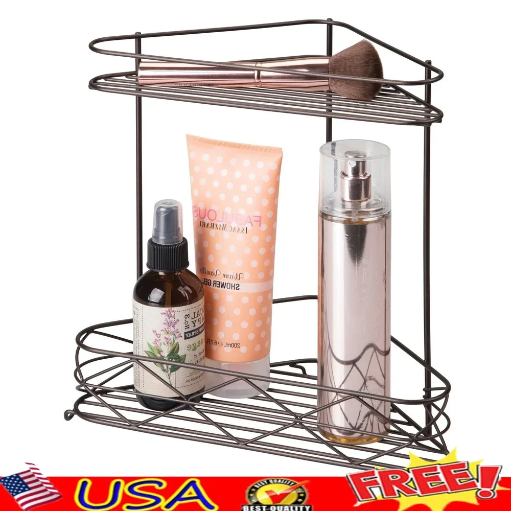 

Rust Resistant Steel Corner Shower Organizer Storage Shelf Free Standing Bathroom Storage 2 Tier Wire Rack Ideal Various Rooms