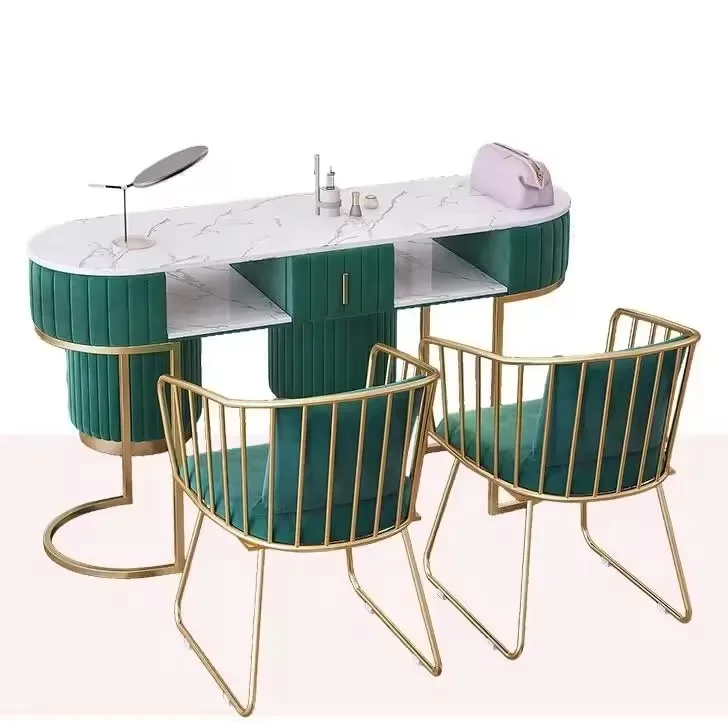 Unique Modern Beauty Wooden Cheap Price Modern Style Metal European Green Nail Manicure Salon Table