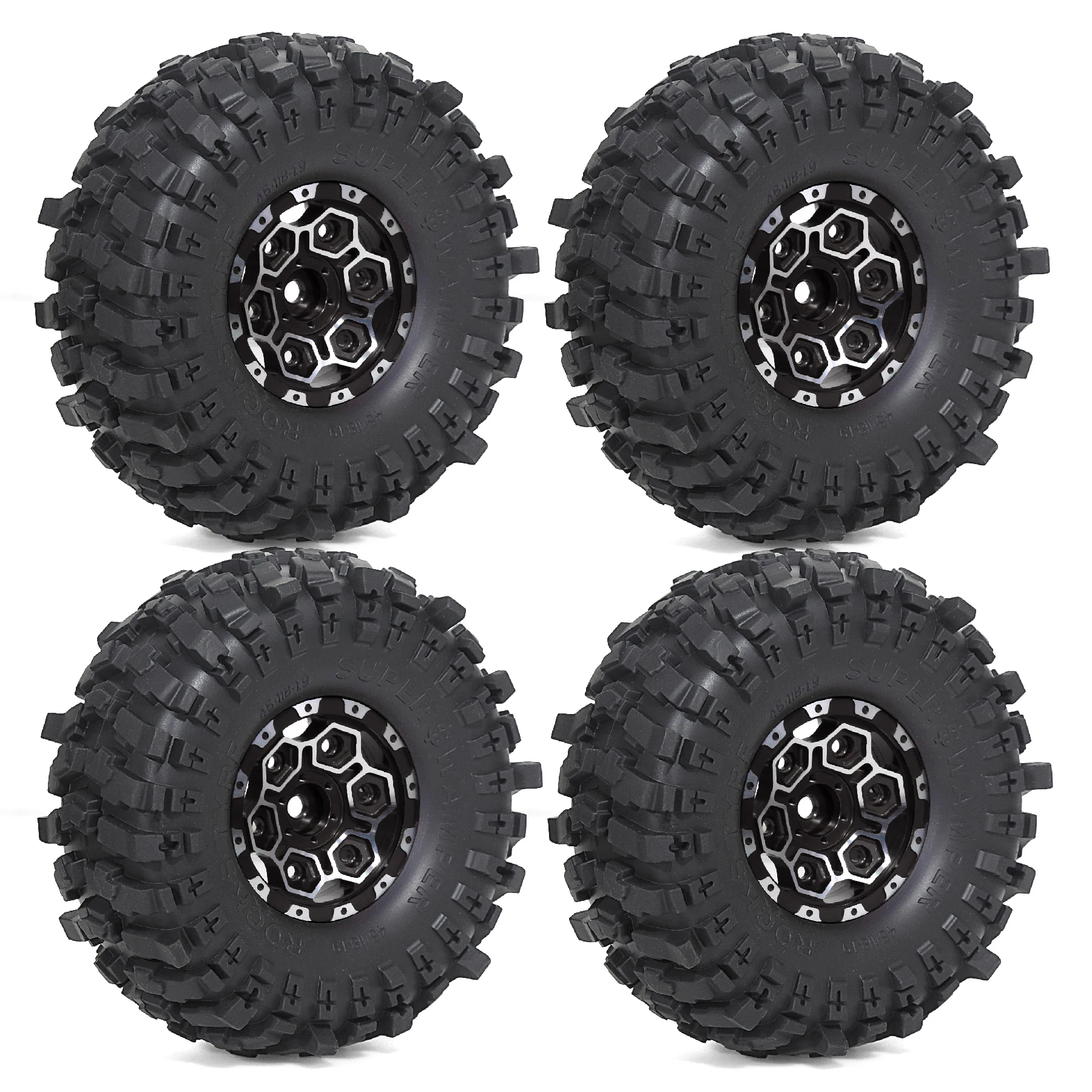 

1.9''Tires Super Grip Sticky Tyre OD 118mm / 4.64''& 1.9 Beadlock wheels Hex 12mm For 1/10 Crawler TRX4 SCX10 Redcat Gen8 4pcs