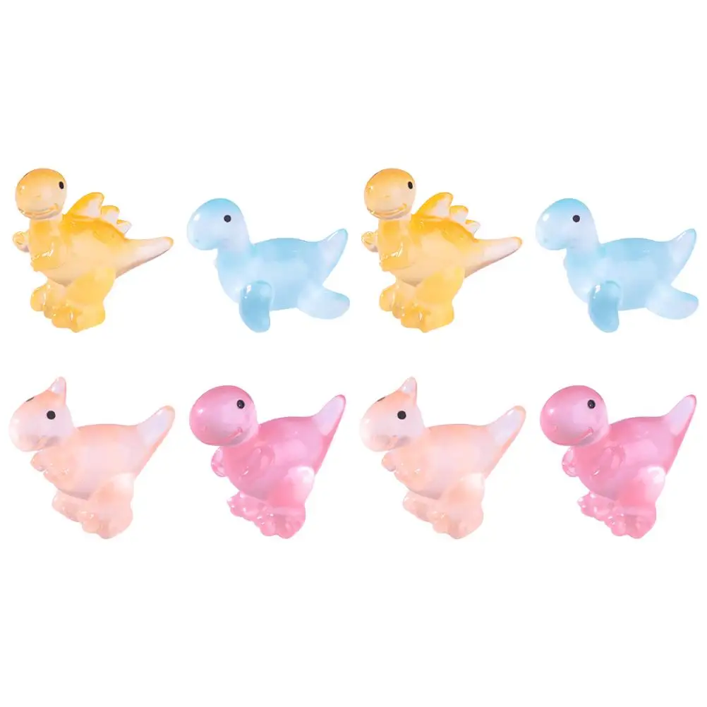 

8 Pcs Night Glow Dinosaur Figurines Luminous Miniatures Garden Decor Craft Supplies Kids Toys Party Favors Cake Topper Resin