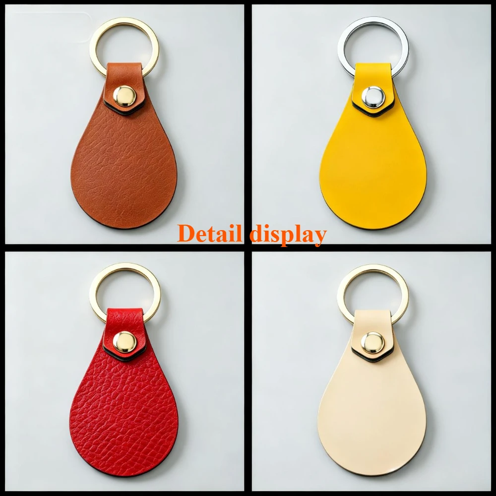 

Waterdrop Leather Colorful Fashionable Decoration Keyring Fashion Car Bag Pendant Keychain With Rivets Personalized Gift