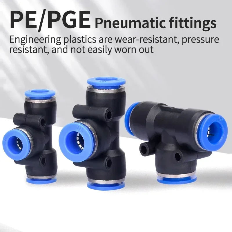 

PE/PEG Tee Pneumatic Fitting Pipe Air Connector Tube Quick Release Fitting Plastic Connector Hose Tube Push Pressure 4mm 6mm 8mm