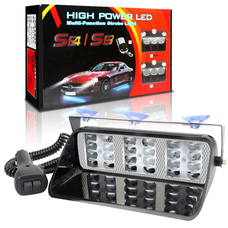 

24 LED Car Emergency Strobe Light Police Lights Windshield Hazard Signal Lamps Waterproof Safety Flashing Warning Light Bar 12V