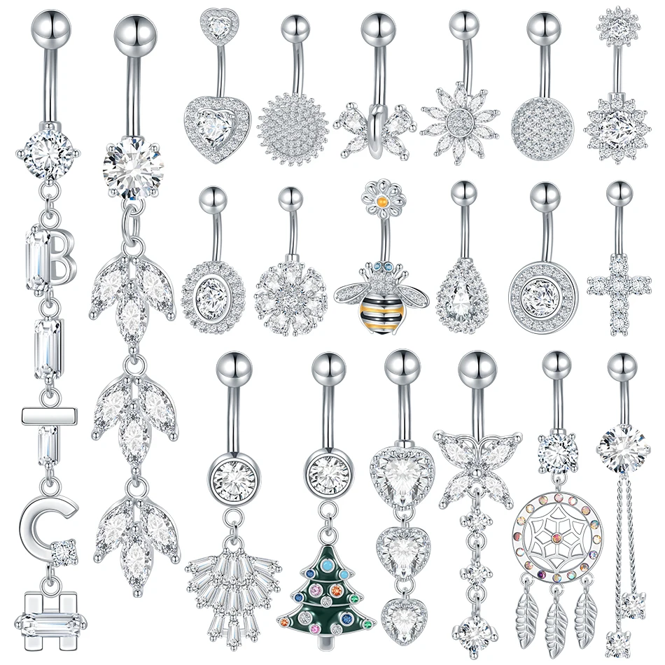 

1PC Stainless Steel Belly Button Piercing Bee Heart Cubic Zirconia Drop Dangle Navel Earring Piercing Ombligo Women Jewelry