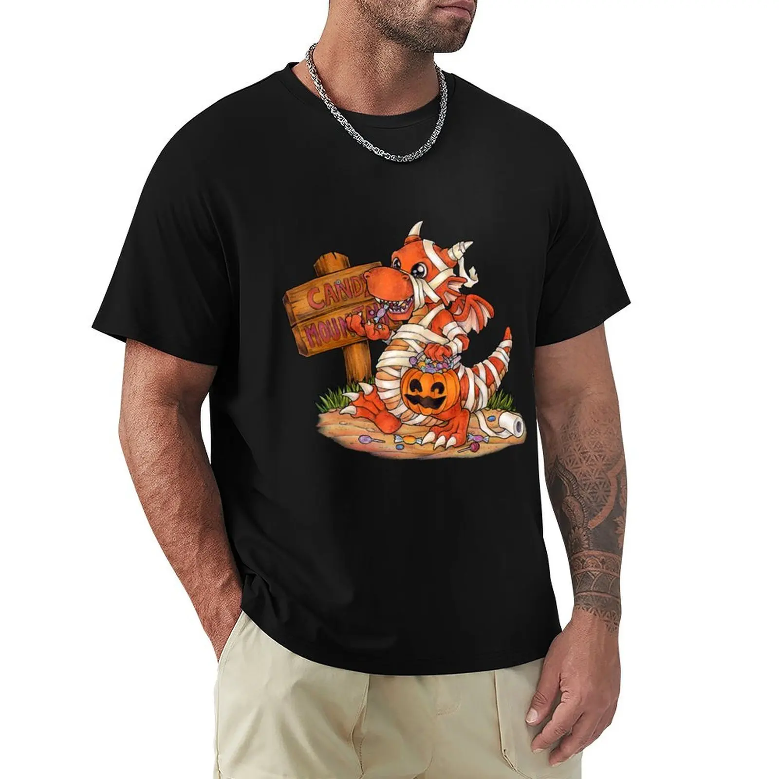 

Funny dragon in a mummy costume for Halloween T-Shirt Casual Work Wear T-Shirt