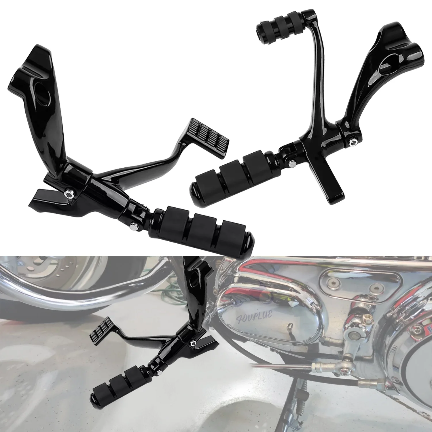 Motorcycles Forward Control Foot Pegs Kit Linkage Levers Fit for Harley Sportster 883 1200 Custom 2004-2013 Black/Chrome