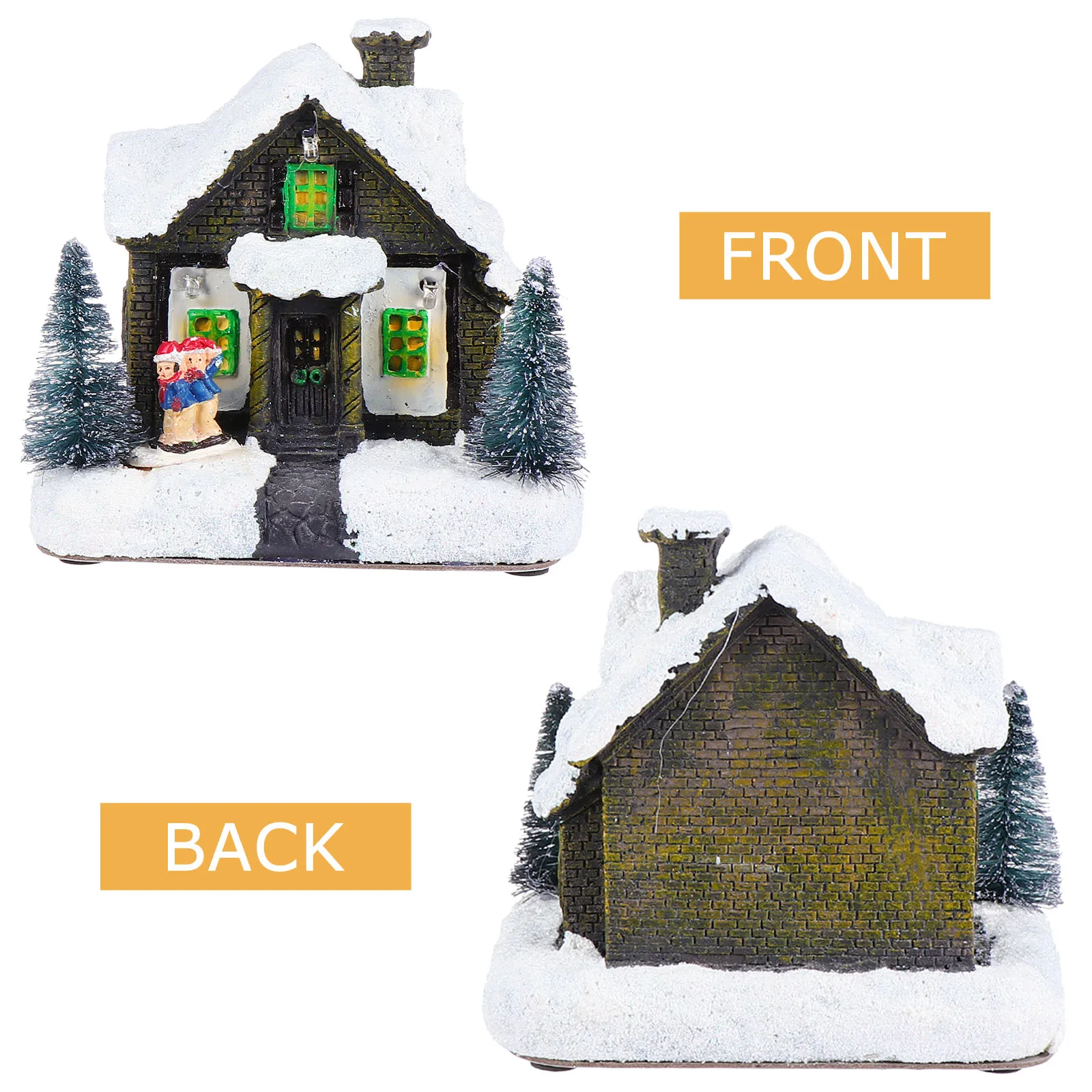 

1pc Luminous Cartoon House Christmas Decoration Santa Mini House Ornament Resin Glow Lodge Festive Home Party Decor Lighted Snow