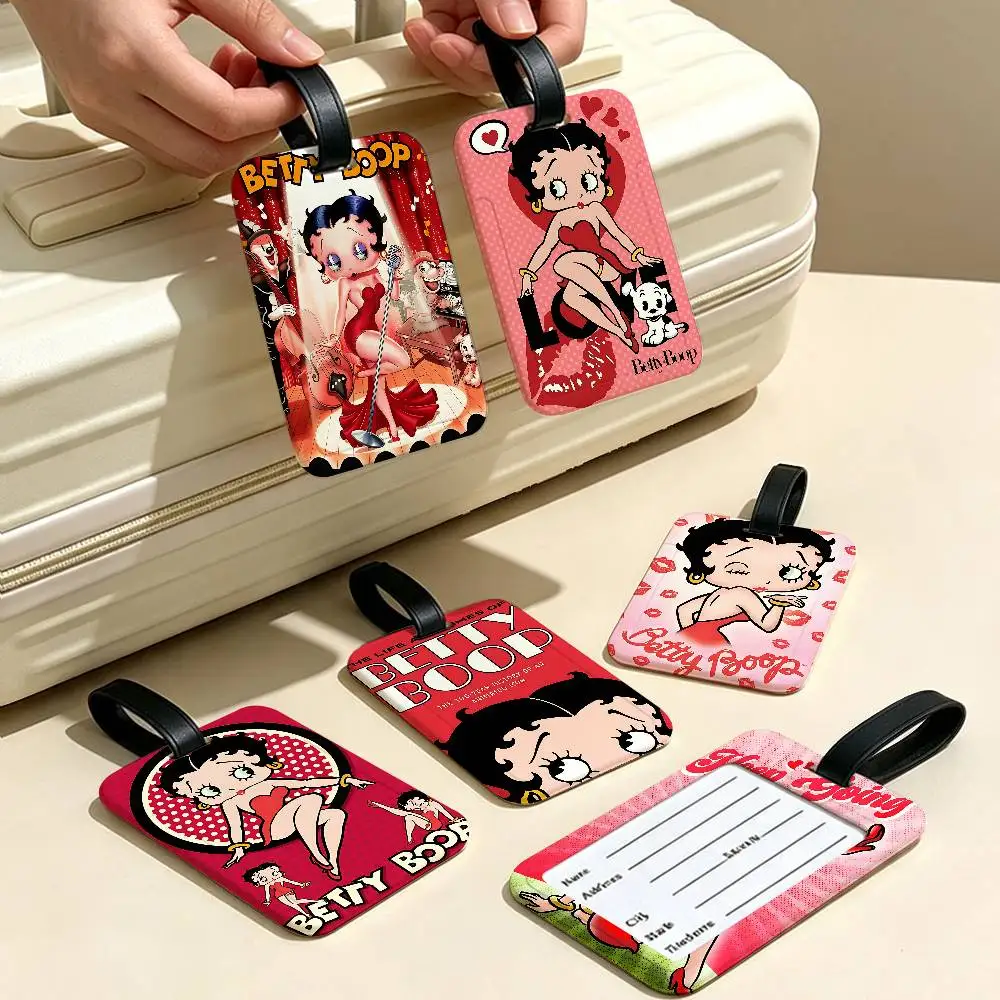 Pretty Cartoon B-Betty B-boop Anti lost Travel Luggage Tag PVC ID Information Card Holder Baggage Name Label For Outdoor Trip