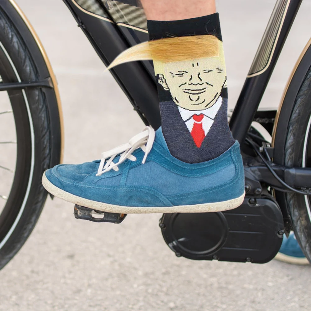 Trump Socks With Hair Trump Face Compression Socks novità Funny Wig Socks Fashion Street Style Socks for Outdoor Sports