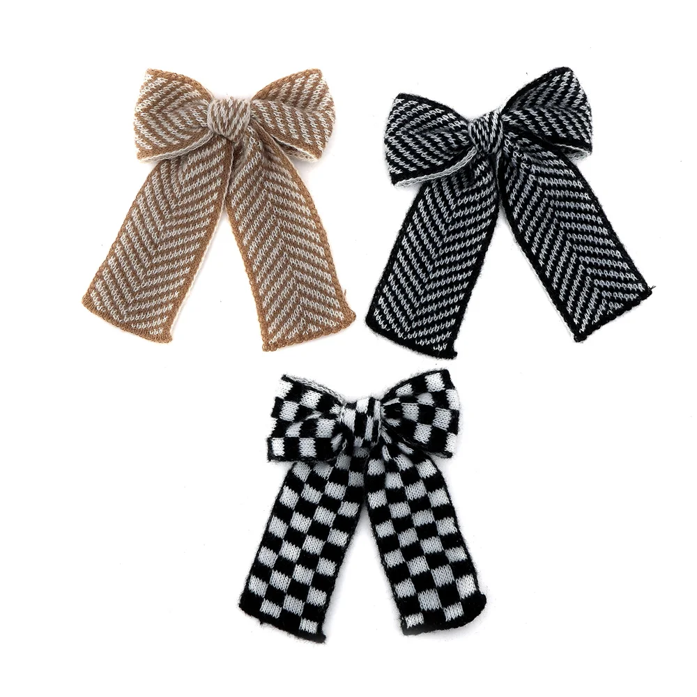 001N Checkered yarn tape Hair Bows Cute Hairpins Girls duckbilled Hair Clips Barrettes Clip Kids Headwear Fashion Hair Accesso