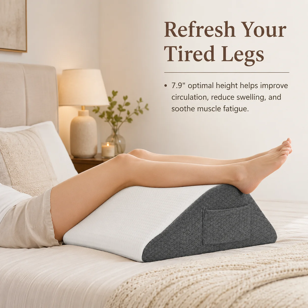 Versatile Memory Foam Knee Wedge Pillow Leg Elevation Cushion for Back Support Pain Relief for Sofa Bed Reading Sleeping