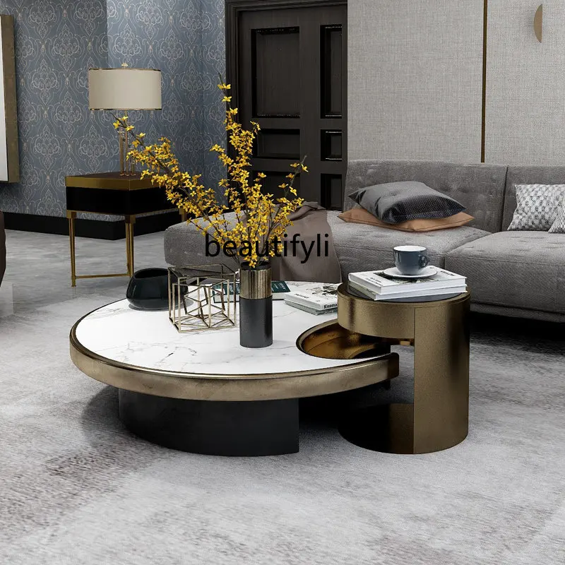 Stainless Steel Customized Simple Marble Metal Household Personalized Tea Table Combination Villa Living Room Nested Tables