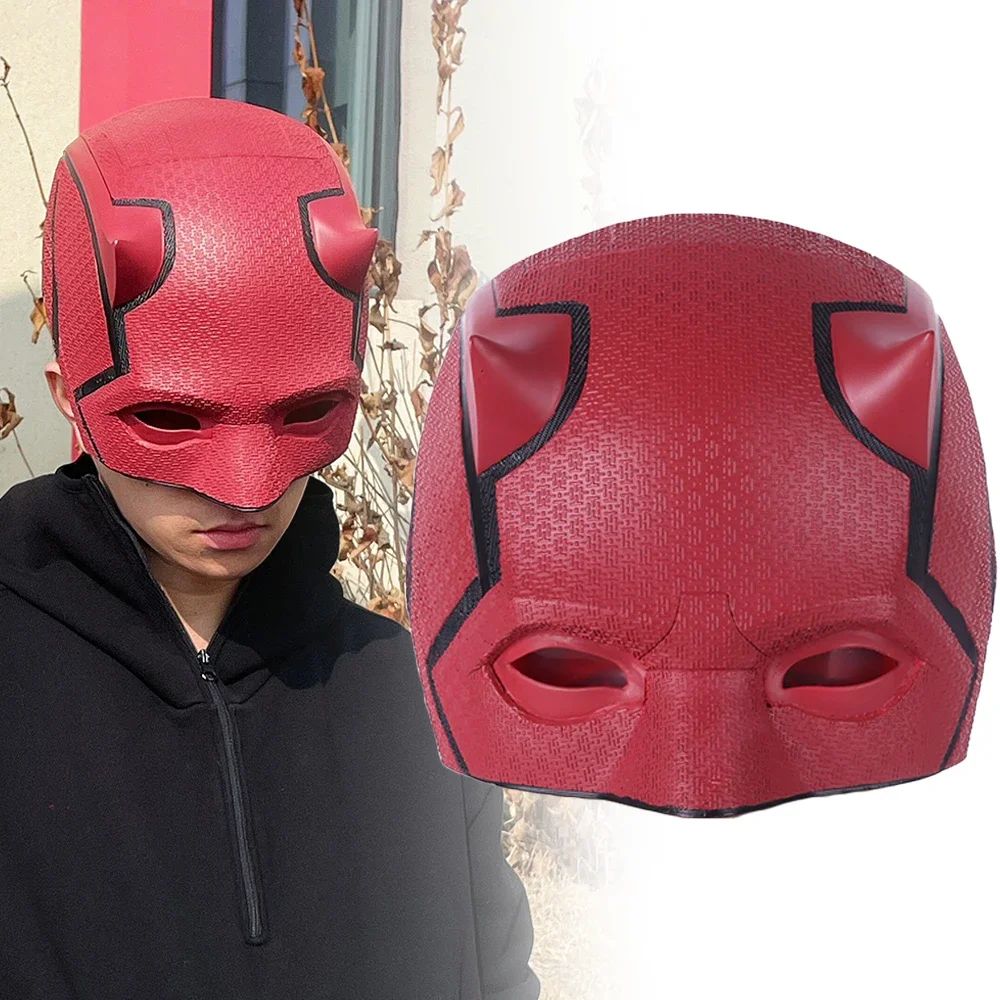 

New Superhero Matt Murdock Cosplay Mask Unisex Adult Red Half Face Helmet Halloween Costume Props