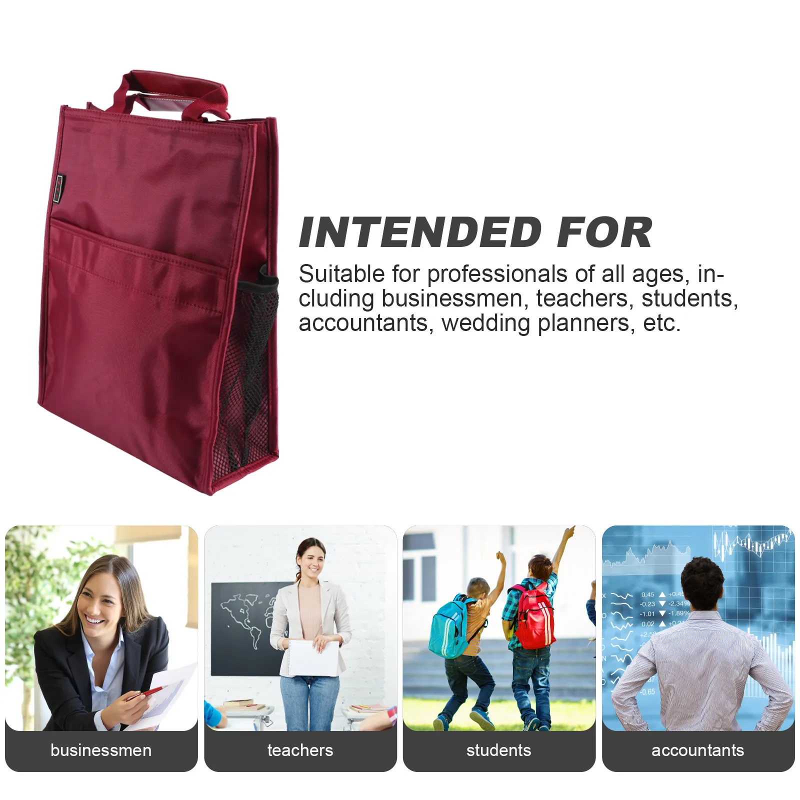 

Waterproof Oxford File Bag Large Capacity Document Organizer Zipper Closure Portable Students Bag With Handle Schoolbag Kids Red