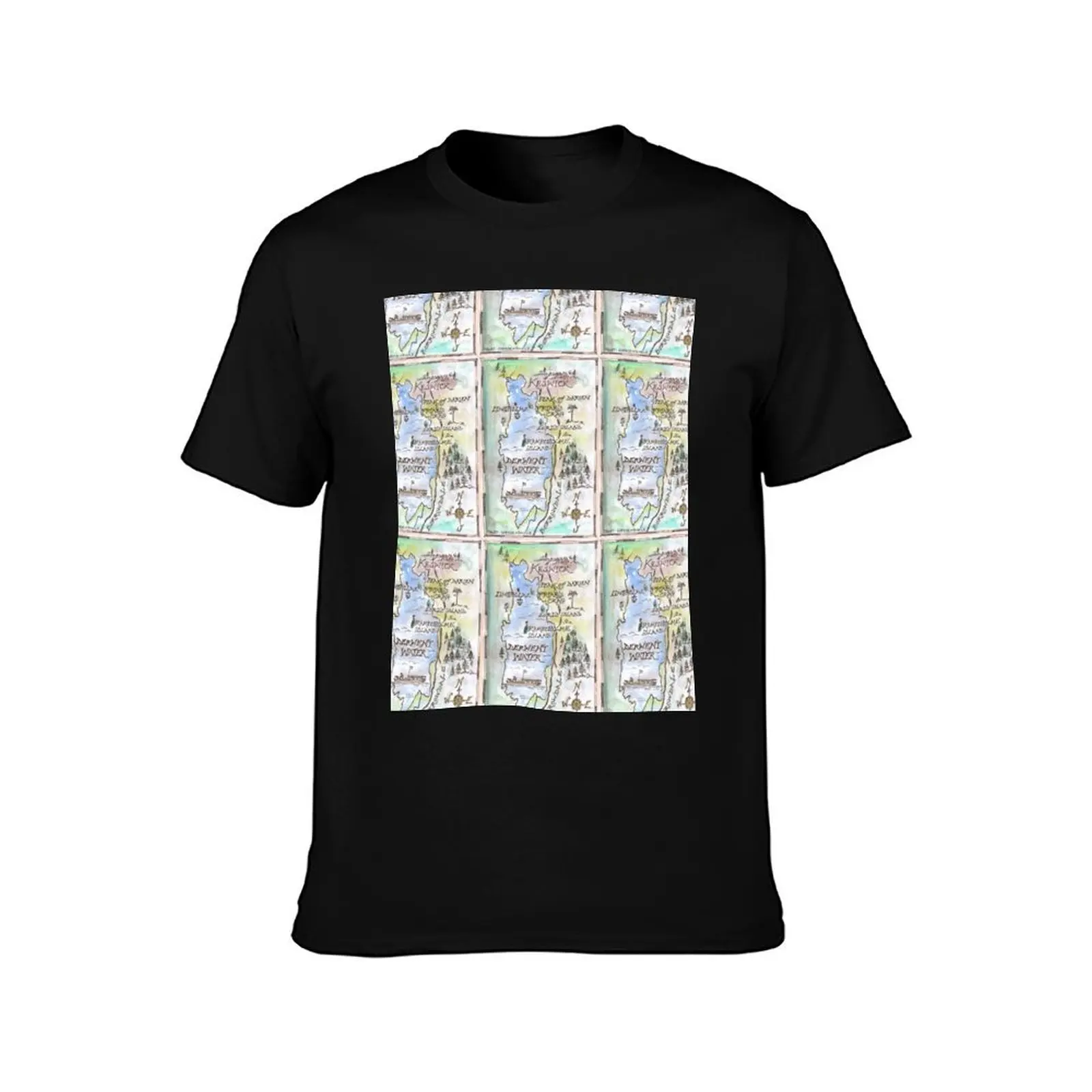 Swallows and Amazons map of Derwentwater by Sophie Neville - T-Shirt Gym Exercise Short Sleeve T-Shirt