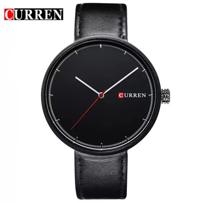 

CURREN 8223 hot sale men sports simple black watch PU leather quartz men wrist watch wholesale clock Relógio Masculino