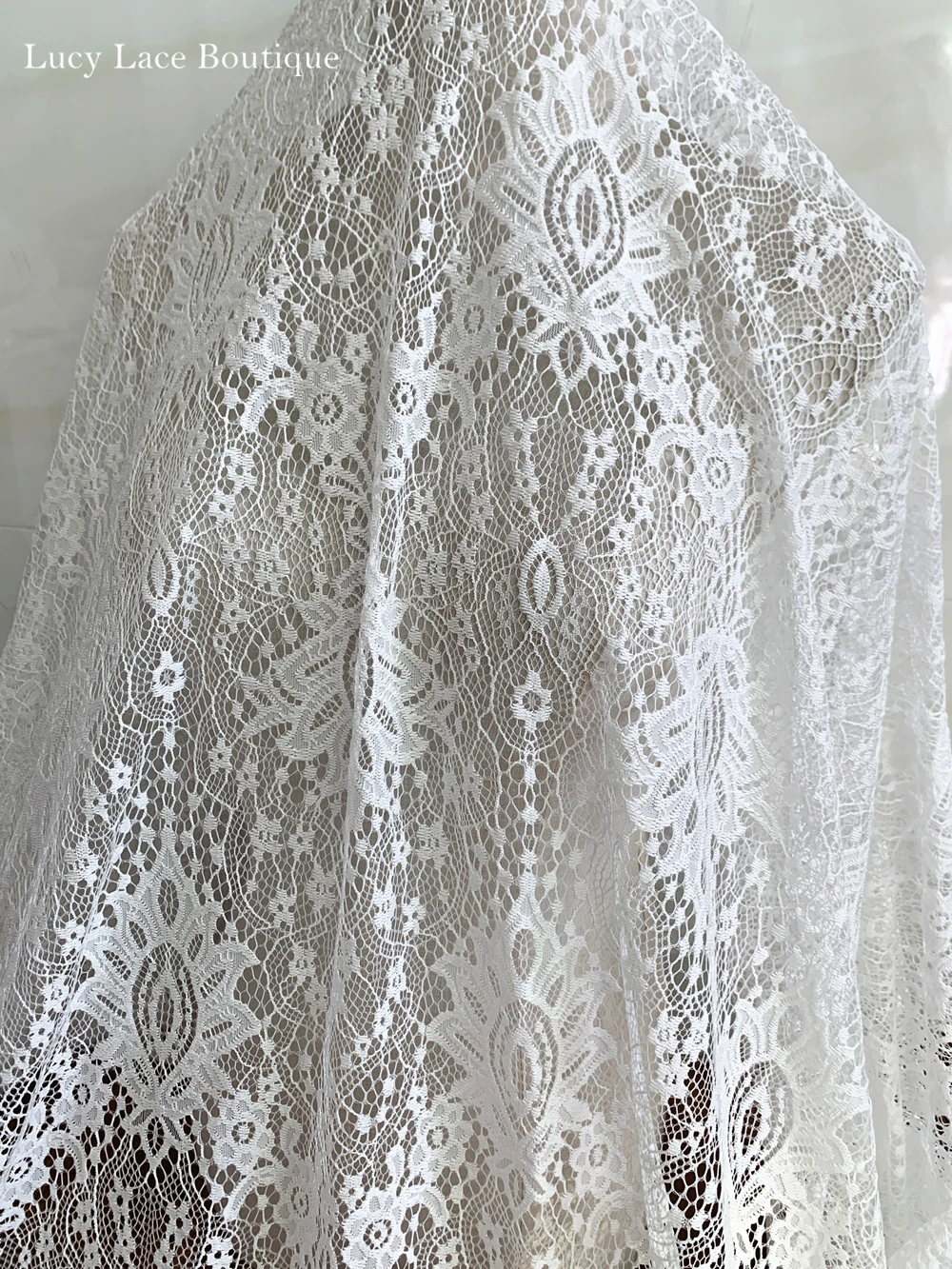 Soft Lace Fabric Eyelash Hollow Thick Yarn Lace Sewing Material Dress Clothing DIY Fabrics 3 Meters Long